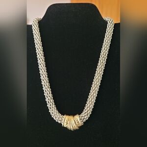 Silver and Gold Vintage Mesh Necklace With Magnetic Closure